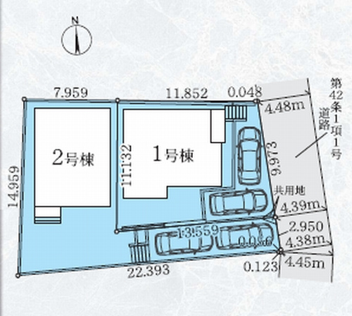 【仲介手数料０円】藤沢市長後4期　新築一戸建て　全2棟の区画図|藤沢市長後4期　新築一戸建て　全2棟