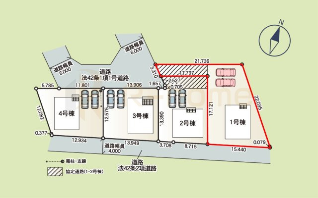 土浦市高岡第3　新築戸建て　1号棟の区画図|大きなお買い物だからこそ、メリット・デメリットを伝えさせて頂きます。
R-homeにお任せください♪