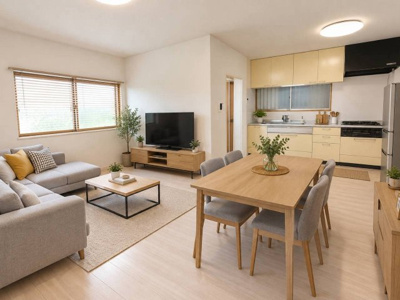【内装】 | 北葛城郡上牧町服部台2丁目戸建 | 掲載画像の一部は実際の室内写真にAIで家具・小物を合成したもので、現況とは異なる場合があります。