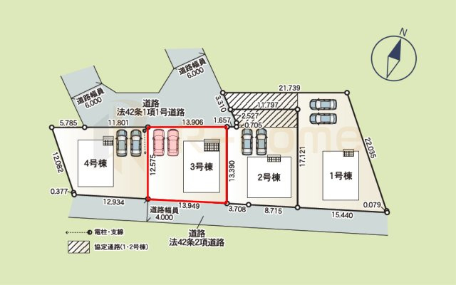 土浦市高岡第3　新築戸建て　3号棟の区画図|大きなお買い物だからこそ、メリット・デメリットを伝えさせて頂きます。
R-homeにお任せください♪