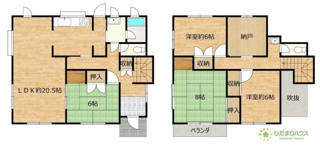 【間取り】 | 牛久市田宮町　中古戸建 | 家族の集まるLDKは広々20.5帖！贅沢な空間を演出。