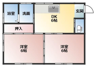 【間取り】 | 渡辺コーポ | 202号室の間取りです。
102号室は和室です。