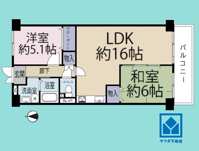 日商岩井香枦園マンション１号棟の間取り