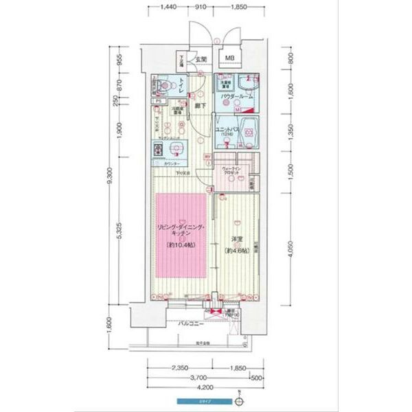 名古屋市東区東桜１丁目の賃貸マンションの間取り