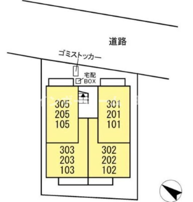 D-room樹・旭町※初期費用分割あと払いサービス利用可能物件の区画図