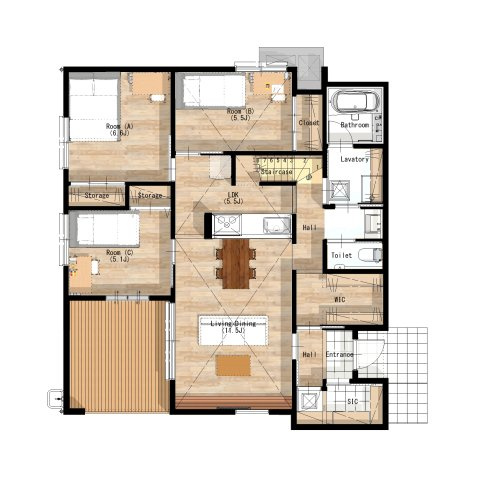 仲介手数料不要　Arasen Luxe　合志市栄モデルハウス２号地【合志小・合志中】の間取り