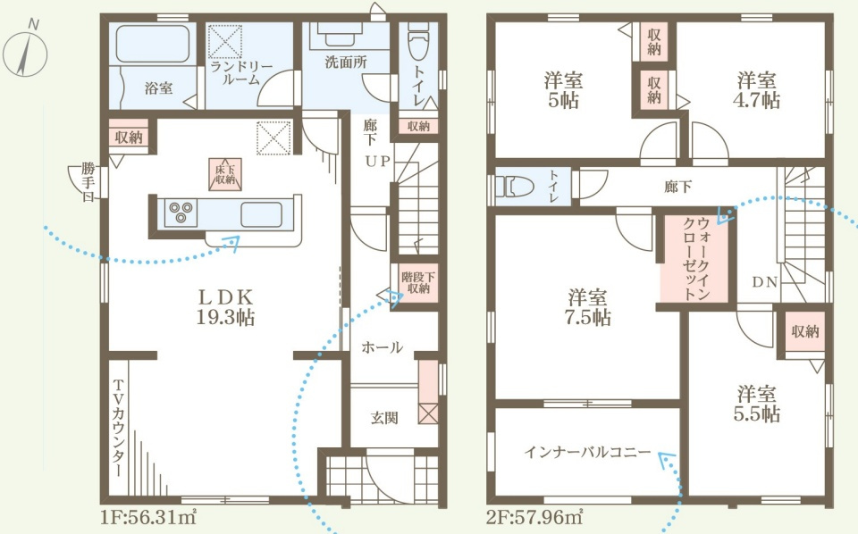長浜市南小足町　第9期　新築一戸建ての間取り
