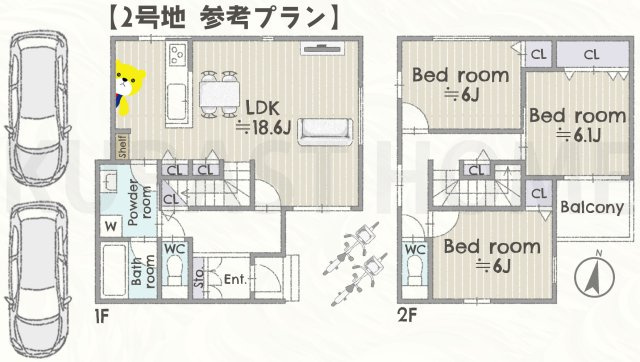 京都市右京区西京極東衣手町　建築条件付き土地の参考プラン