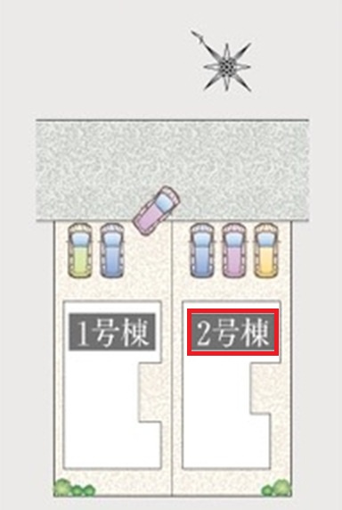 入間市久保稲荷3丁目・全2棟　新築一戸建　2号棟の区画図|【全2棟・2号棟】
並列駐車3台可能です。
