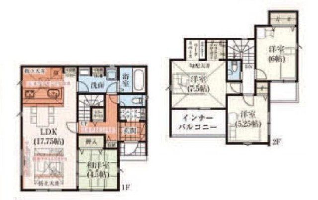 新築　太田市岩松町3期　GRAFARE　2号棟	の間取り|建物面積110.95㎡　シューズインクローク・ウォークインクローゼット・各部屋収納付きで便利です！インナーバルコニーなので突然の雨でもお洗濯物も安心です♪


