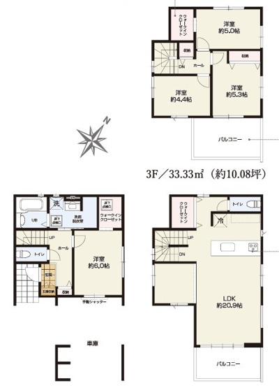 【間取り】 | 静岡市駿河区寿町 3期 新築一戸建て 2号棟 | 効率的かつ暮らしのことをしっかり考えた間取りです