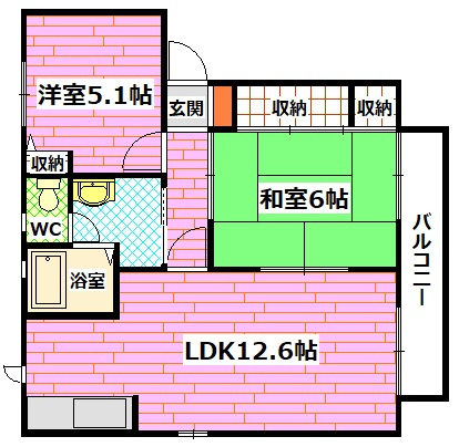ビューヒルズ若野Aの間取り