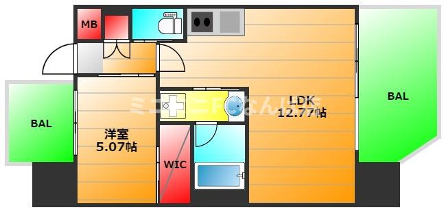 プレジオ大正の間取り|現状有姿　偶数階と奇数階で色が違います