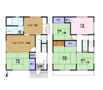 稲荷木貸家の間取り