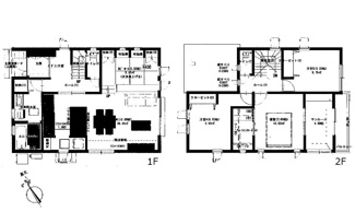 【間取り】 | 安芸区中野6丁目（中野東駅）【外構込み価格♪】NO2　 | 1階に5.5帖のホビールーム、2階にWICと4帖のサンルームを設けた、ゆとりある4LDKの間取り設計です。並列3台分のカースペースも確保されており、お車を複数台所有されているご家庭にも適しています。