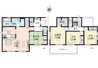 【間取り】 | 東広島市黒瀬町丸山字長尾 | ファミリタイプ４LDK・シューズインクローゼット・ウオークインクローゼット・オール電化