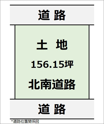 【土地図】 | 【建築条件なし】大仙市北楢岡 北側南側２面接道の住宅用地、事業用地 156.15坪