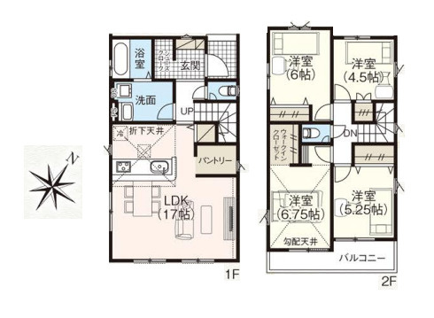 鴻巣市小松　5期　新築一戸建て　グラファーレ　01の間取り|【全2棟・1号棟】鴻巣市小松　5期　新築一戸建て　グラファーレ　01・4LDK・土地面積239.92m2・建物面積99.36m2
