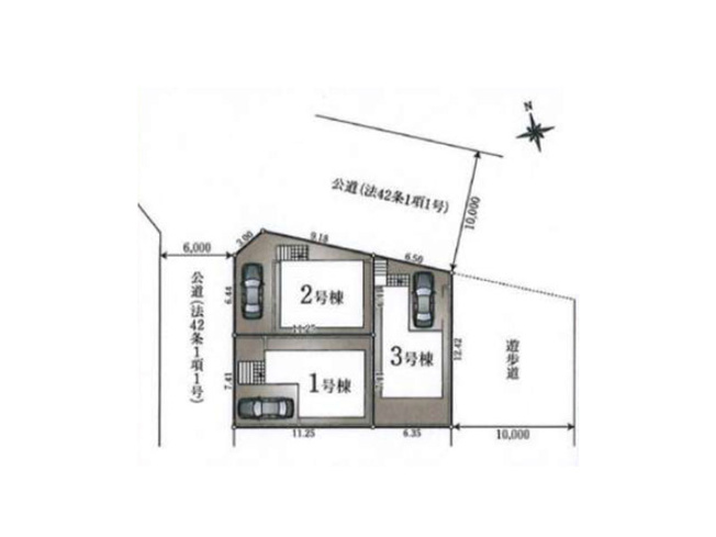 【区画図】 | 東久留米市前沢4丁目　新築一戸建住宅　全3棟　(保谷店) | 2号棟/風通し良く開放的な角地。前面道路幅が広いので駐車もしやすいです。※図面を基に作成しています。現況と異なる場合は現況を優先いたします。