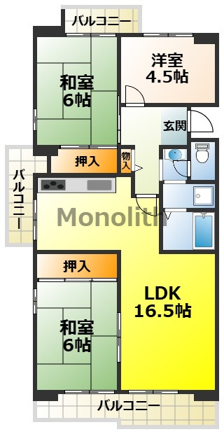 泉北城山台２丁17号棟の間取り