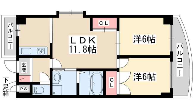 【間取り】 | ドムール三国3番館