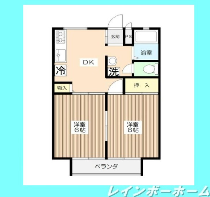 ミッキーマウスのアクセントクロス♪独立洗面台あり♪の間取り