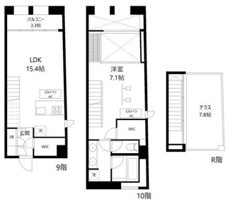 【間取り】 | 開洋館 | 無料駐輪場有　主要彩光面：北西向き
ペット不可　事務所、SOHO使用不可　楽器不可