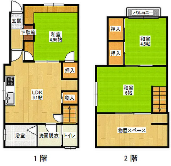 大阪市北区中崎１丁目の住宅付店舗一部の間取り