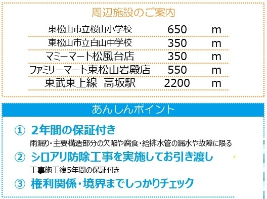 中古戸建　東松山市松風台3-26（期間限定現況販売）の周辺