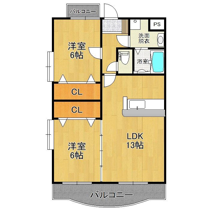 ドミールパレス櫛原の間取り|使い勝手の良い間取りです♪