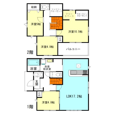 【間取り】 | リガーレ前橋市上新田町2期ー① | 全居室南向きのモダンな洋室仕様！