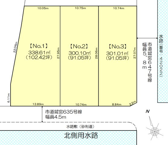 八甫二丁目 全3区画 12号区域の区画図|全3区画の開発分譲地