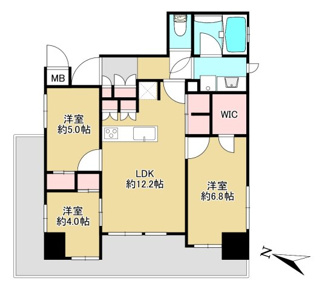 【間取り】 | ミオカステーロ小岩Ⅱ | 専有面積66.84㎡、バルコニー面積15.12㎡、アルコーブ面積2.13㎡、 間取り3LDK