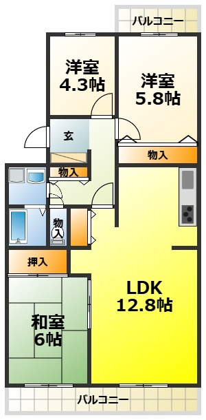 パティオ岸和田の間取り