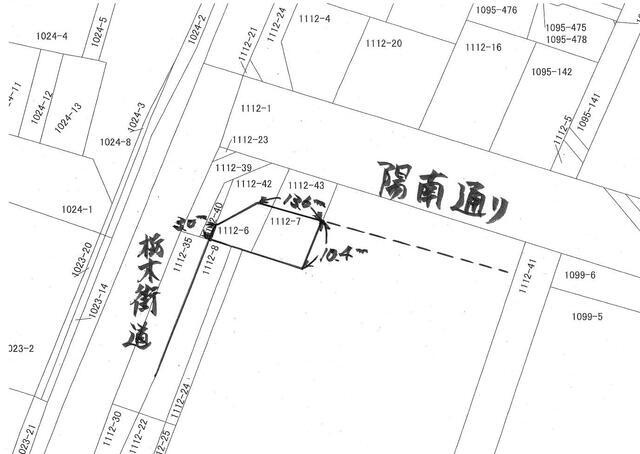 宇都宮市八千代1丁目　176.58㎡　売地の土地図|北西角地