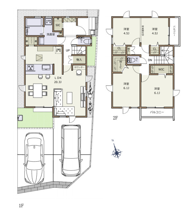 さいたま市西区西遊馬　新築一戸建て　ルミナスコート　02の間取り|【全2棟・2号棟】さいたま市西区西遊馬　新築一戸建て　ルミナスコート　02・3LDK・土地面積125.01m2・建物面積102.68m2