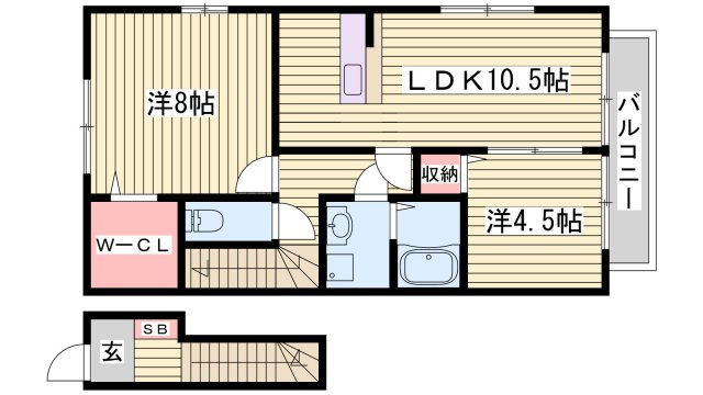 ローズコート野添Ｂ棟の間取り