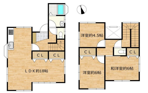 所沢市北中　中古戸建ての間取り