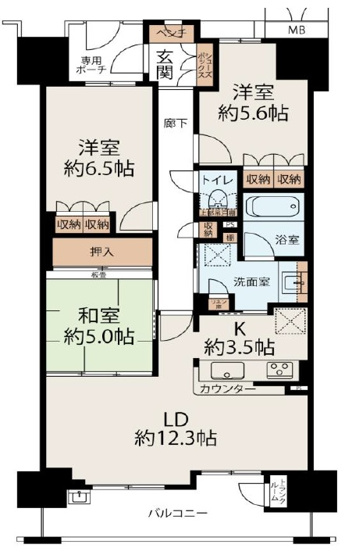 【間取り】 | シティオアシス東三国 | 南向き・陽当り＆眺望良好・ペット飼育可