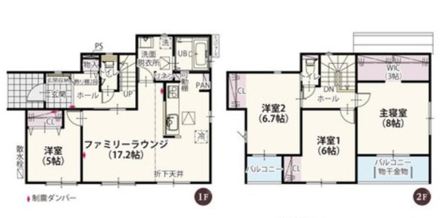 【間取り】 | 太田市由良町第2期　ワイウッドコート | 17.1帖LDKに1階4.5帖洋室、3帖WICやインナーバルコニーを配した使い勝手の良い4LDKです。