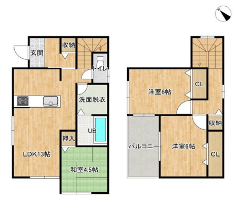 明石市朝霧町1丁目　中古戸建の間取り