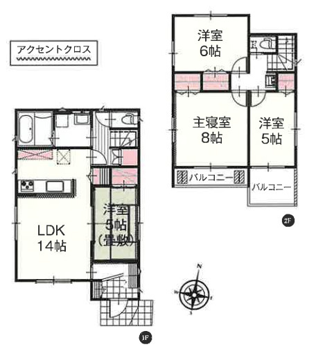 所沢市下安松　全2棟　新築戸建て　いろどりタウンの間取り