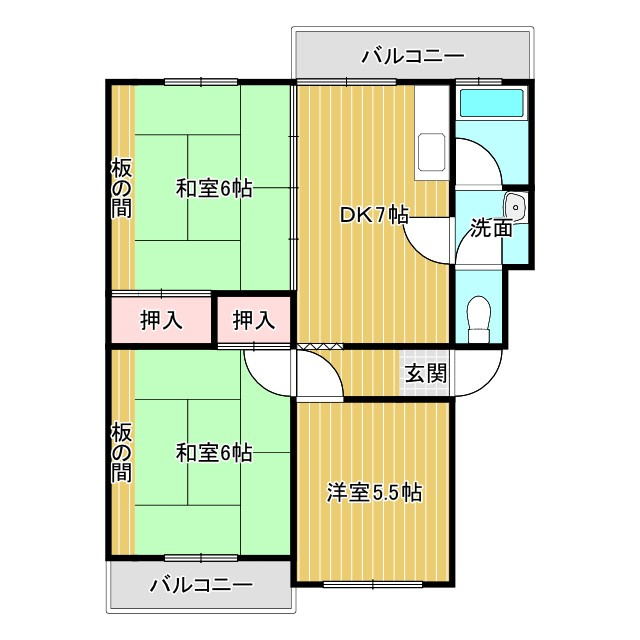 大建コーポ千里丘　B棟の間取り