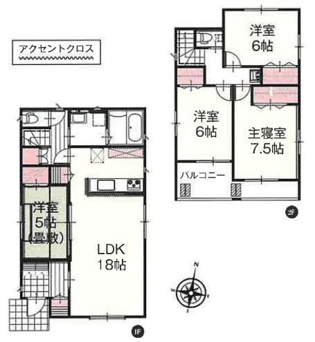 所沢市下安松　全2棟　新築戸建て　いろどりタウンの間取り
