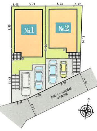 所沢市下安松　全2棟　新築戸建て　いろどりタウンの区画図
