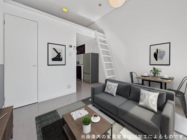 Blue　casaの居間・リビング|画像内の家具家電はＣＧ加工によるものです。106号室の室内画像を使用しています。