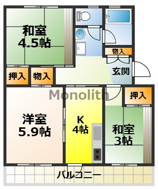 UR泉北桃山台１丁19号棟の間取り