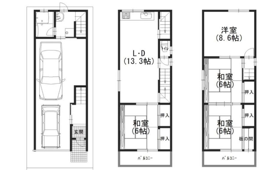 東上小阪　中古戸建の間取り