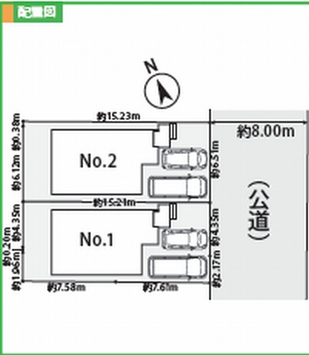 【仲介手数料０円】藤沢市天神町3丁目1期　新築一戸建て　全2棟の区画図|【仲介手数料０円】藤沢市天神町3丁目1期　新築一戸建て　全2棟