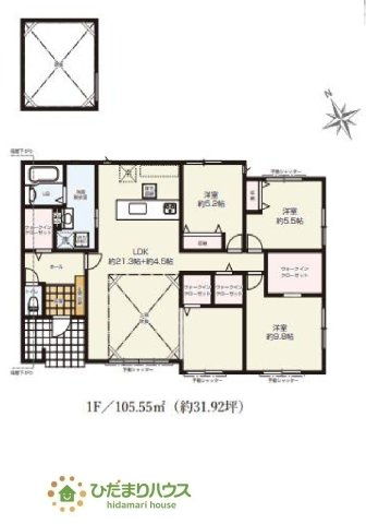 【間取り】 | 水戸市千波町1期　新築戸建　3号棟 | 人気の平屋一戸建て！(^^)/スムーズな家事動線が魅力です！